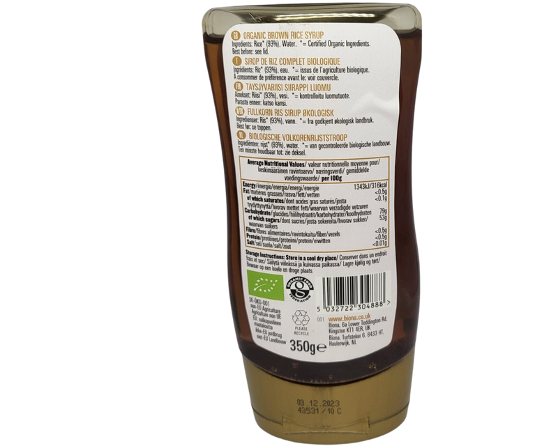 BIONA Brown Rice Syrup Squeezy Organic  350g